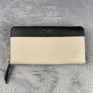 New Kate Spade‎ Cameron Street Stacy Wallet Warm Beige/Black Designer Luxury